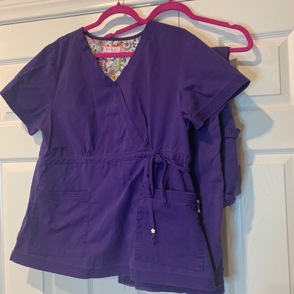 Purple Koi Scrub Set XL Top XL tall pant